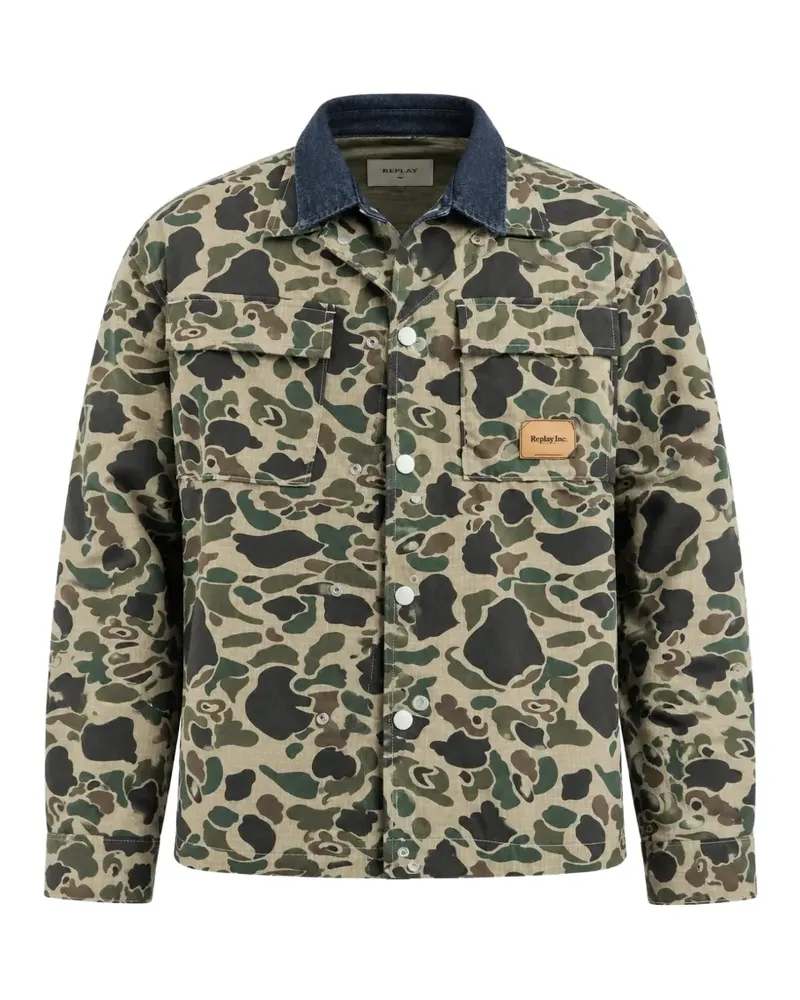 Replay Welder Hemdjacke mit Camouflage-Print - Grün Grün
