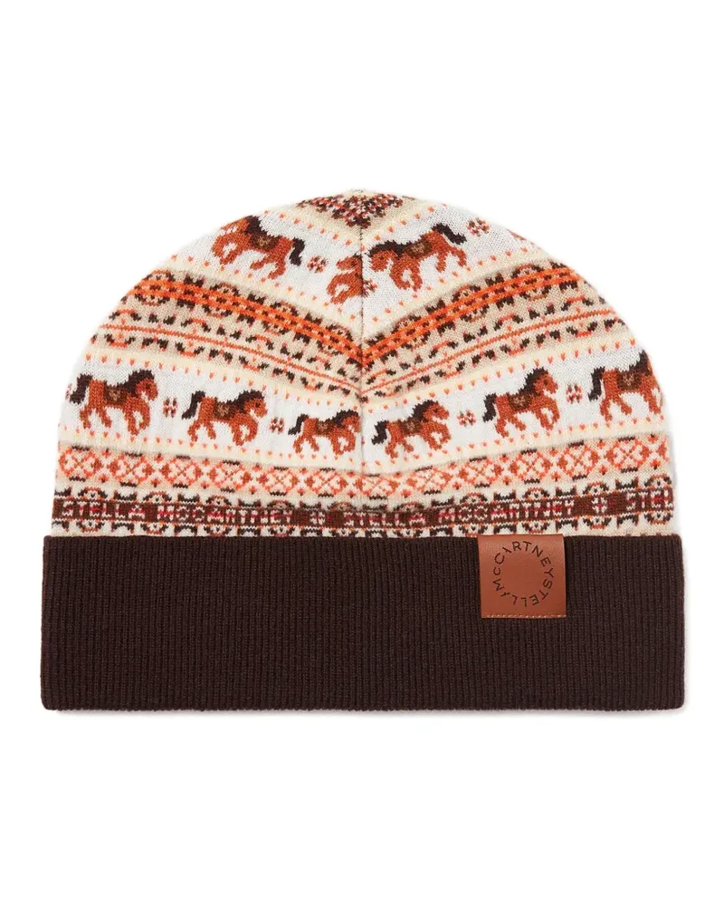 Stella McCartney Beanie mit Fair-Isle-Muster - Braun Braun
