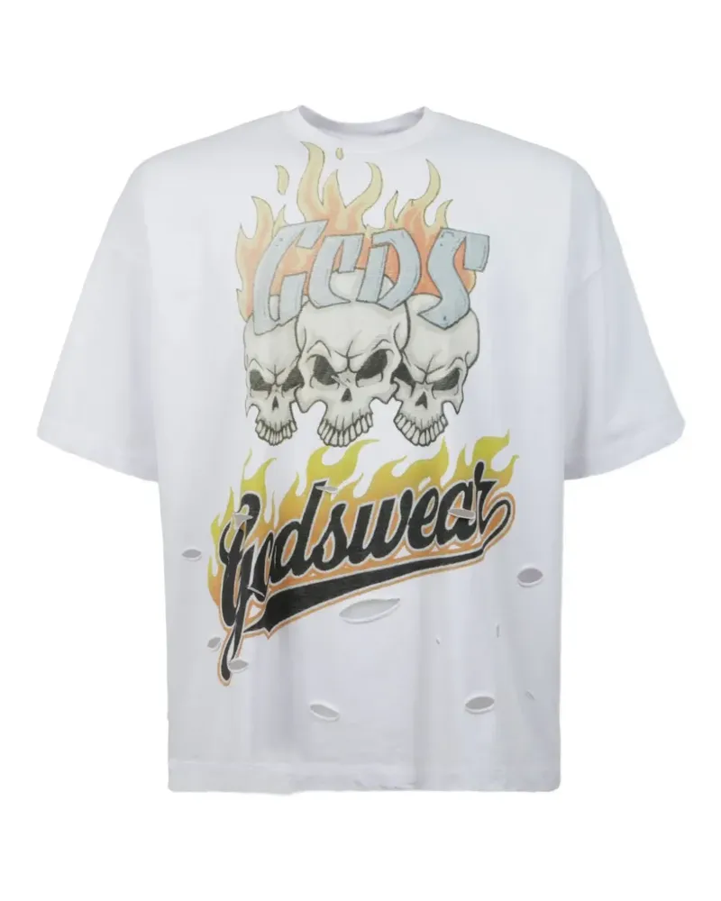 GCDS T-Shirt mit Logo-Print - Weiß Weiß
