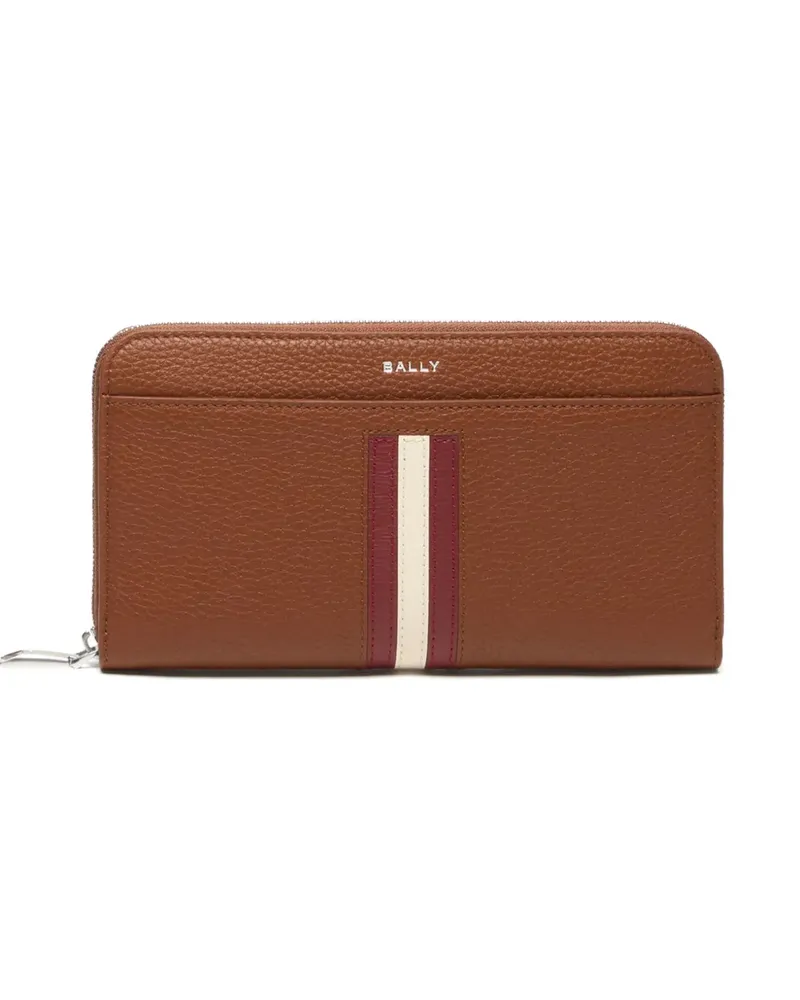Bally Ribbon zip-around grained leather wallet - Braun Braun