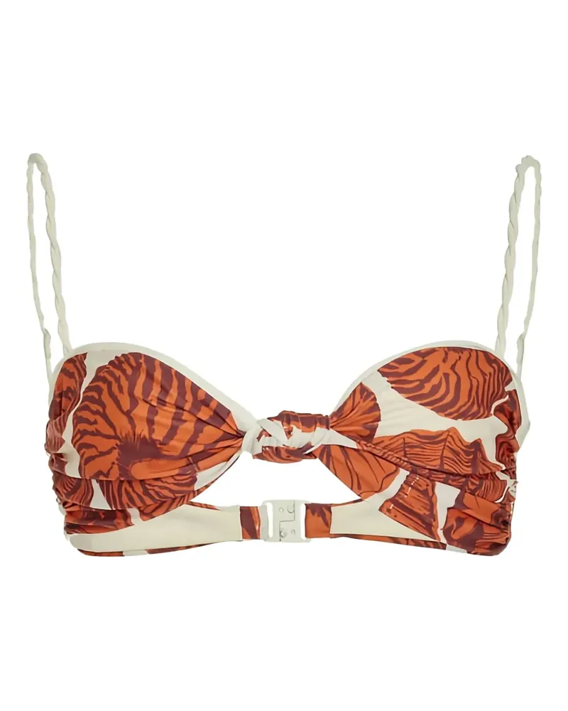 Johanna Ortiz oyster shell-print bikini top - Orange Orange