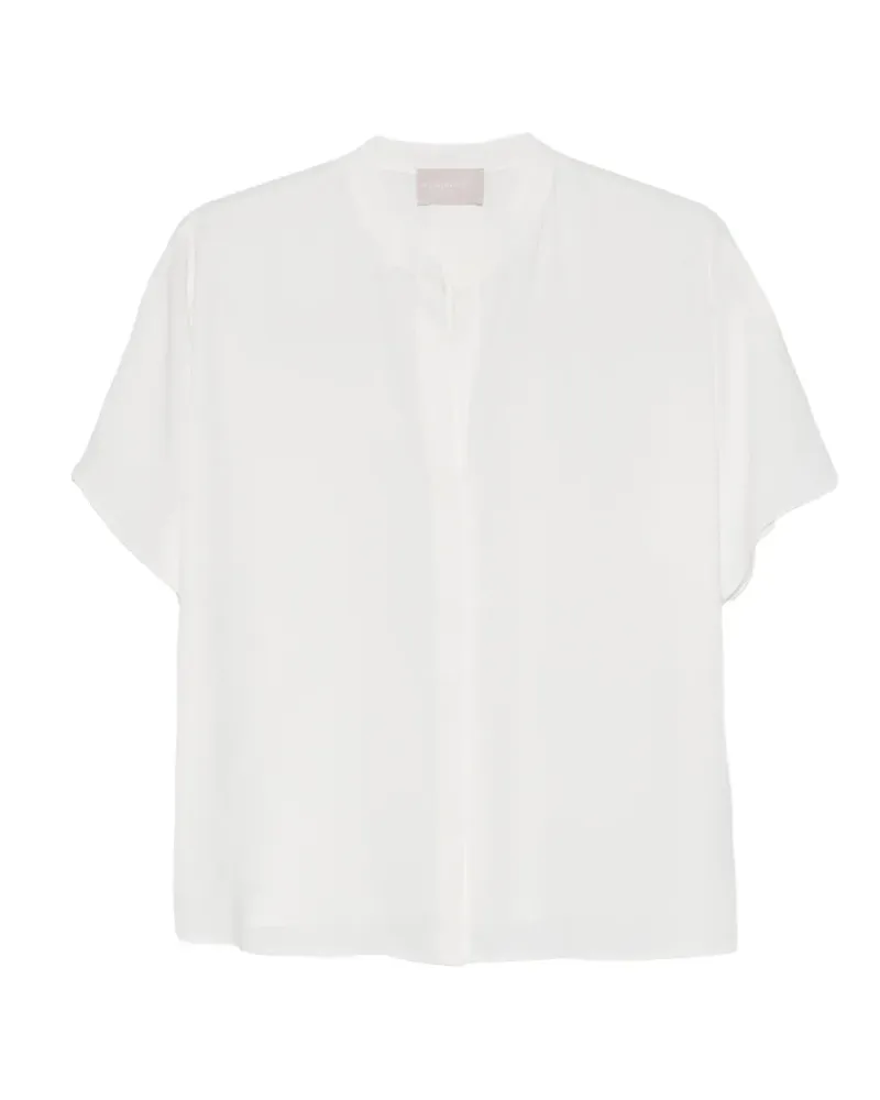 hemisphere short-sleeve collarless top - Weiß Weiß