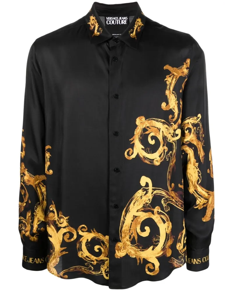 Versace Jeans Hemd mit abstraktem Print Schwarz