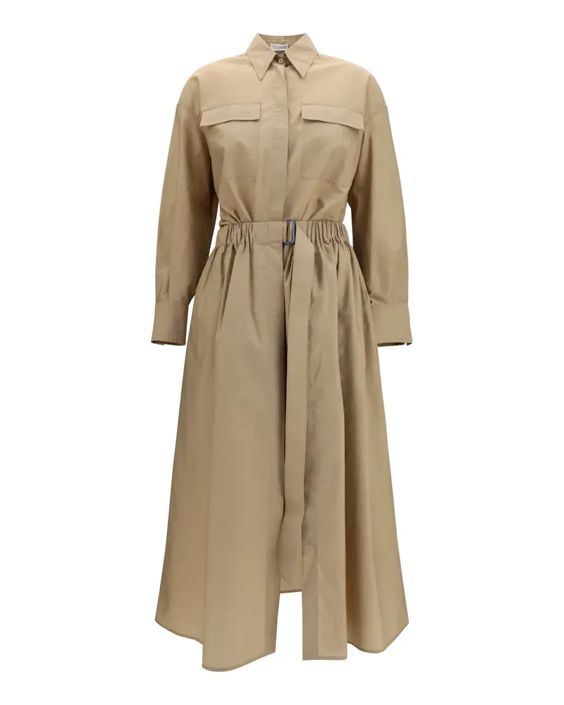 Brunello Cucinelli belted chest-pockets midi dress - Grün Grün