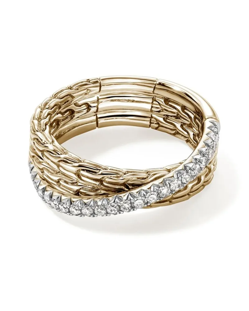 John Hardy 14kt JH Essential Crossover Gelbgoldring mit Diamanten Gold