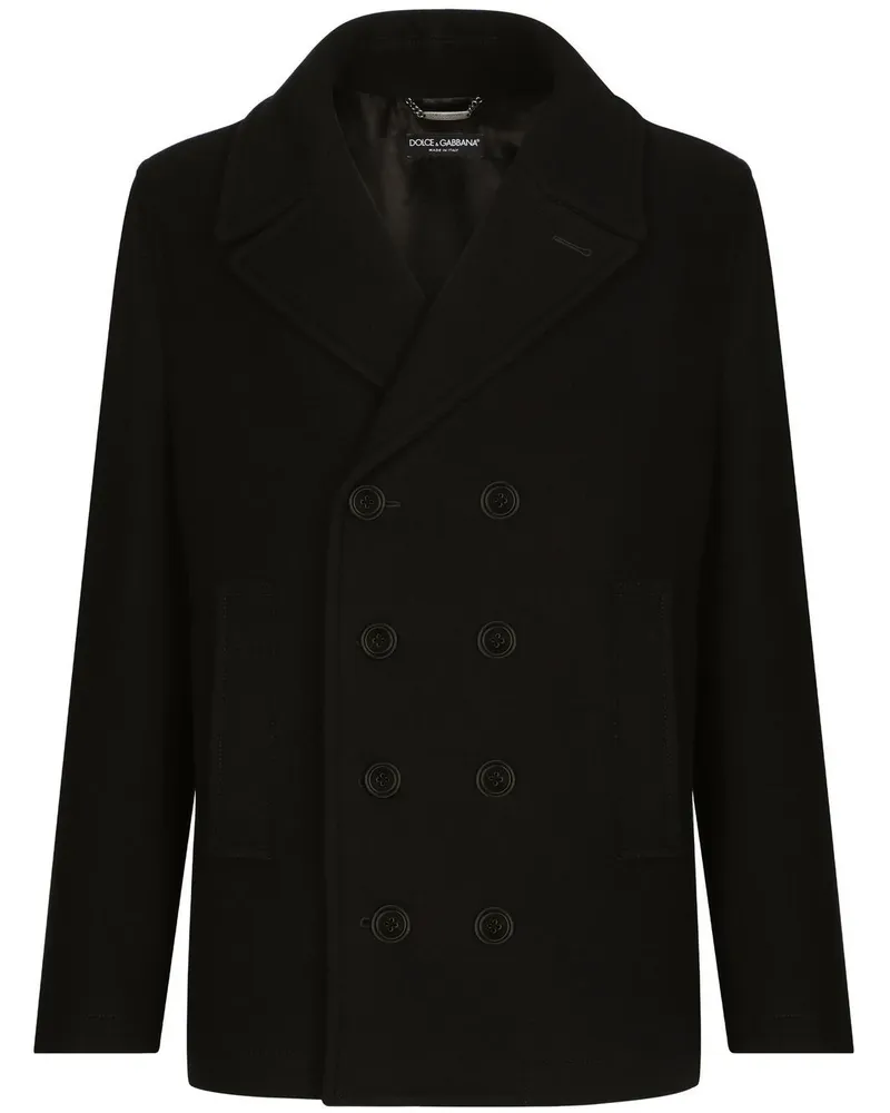 Dolce & Gabbana Doppelreihige Cabanjacke mit Logo-Schild - Schwarz Schwarz