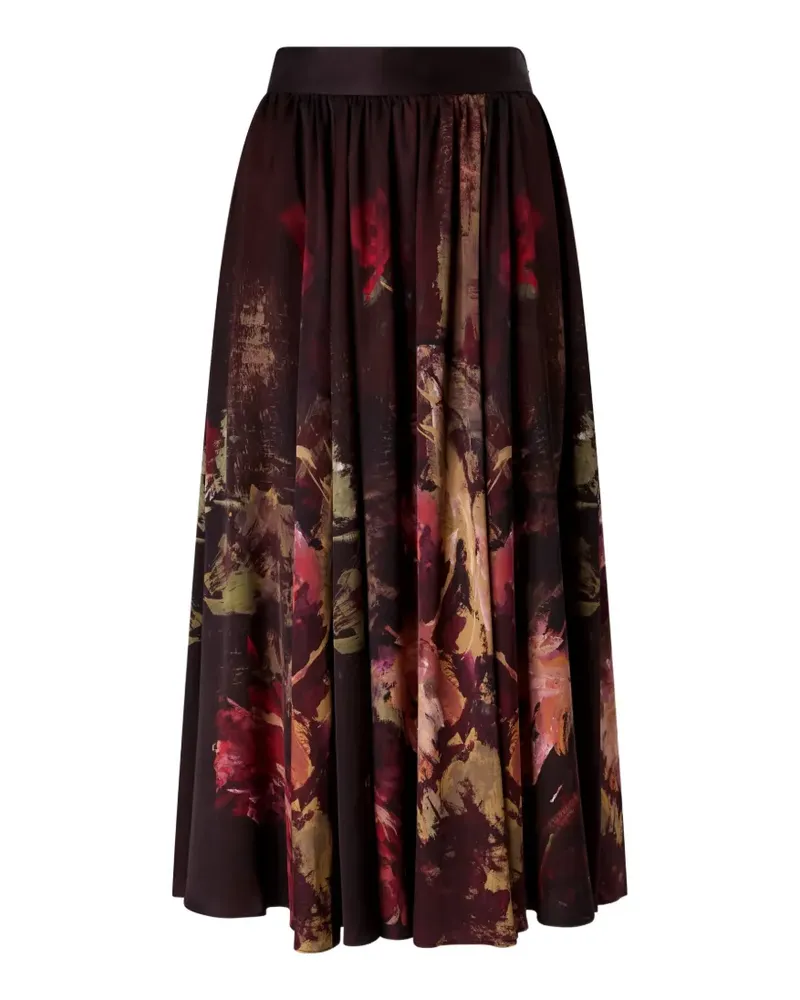 Antonio Marras Midirock aus Seide mit malerischem Blumenprint - Braun Braun