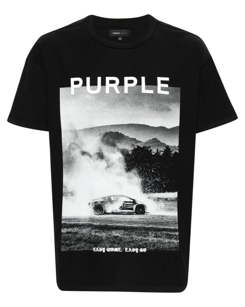 PURPLE BRAND T-Shirt mit Foto-Print - Schwarz Schwarz