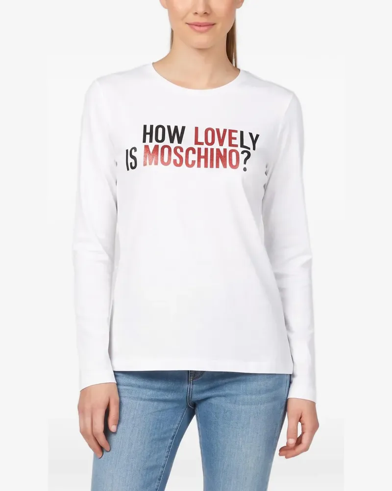 Moschino Langarmshirt mit grafischem Print - Weiß Weiß