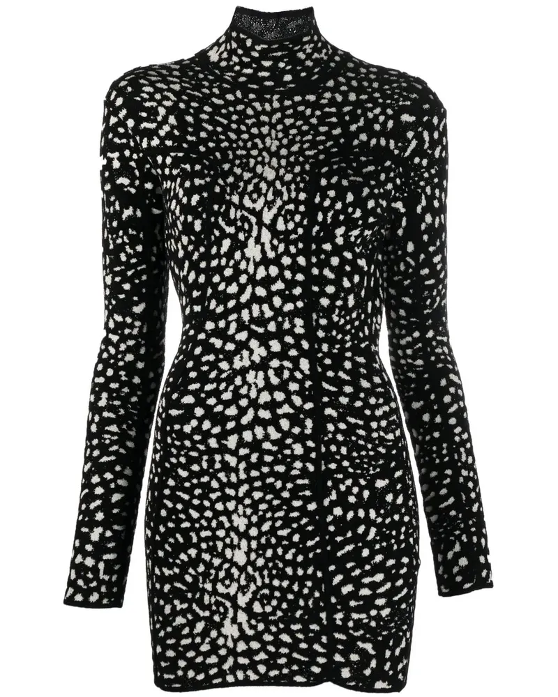 Roberto Cavalli Jacquard-Kleid mit Leopardenmuster - Schwarz Schwarz