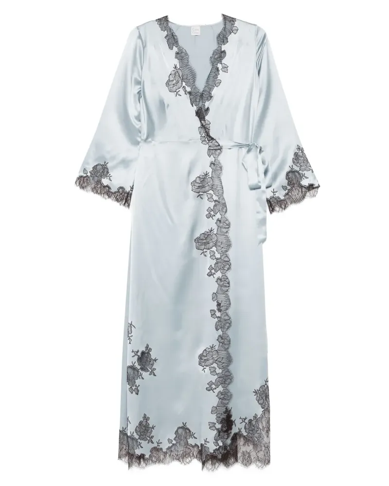 Carine Gilson Wickelmantel aus Seidensatin - Blau Blau
