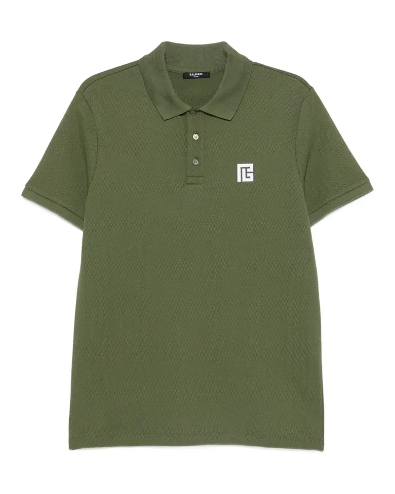 Balmain logo-patch polo shirt - Grün Grün