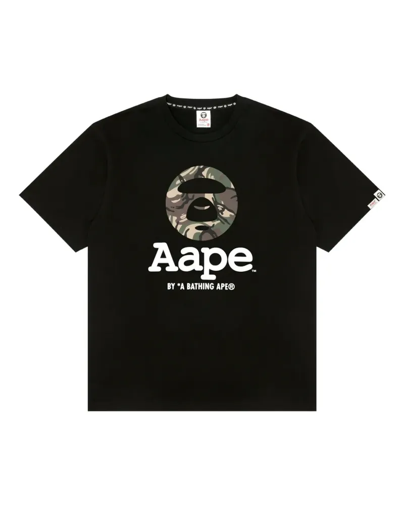 BAPE T-Shirt mit Camouflage-Logo - Schwarz Schwarz