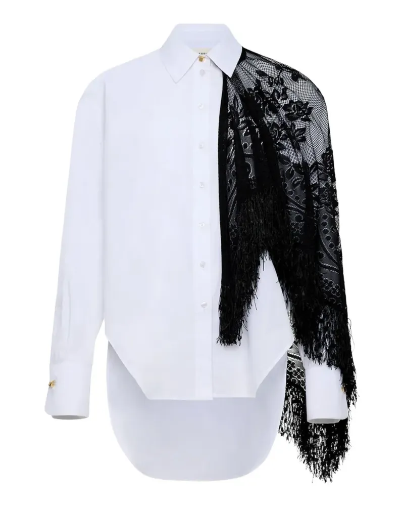 Hellessy Lowel lace-trimmed fringed shirt - Weiß Weiß