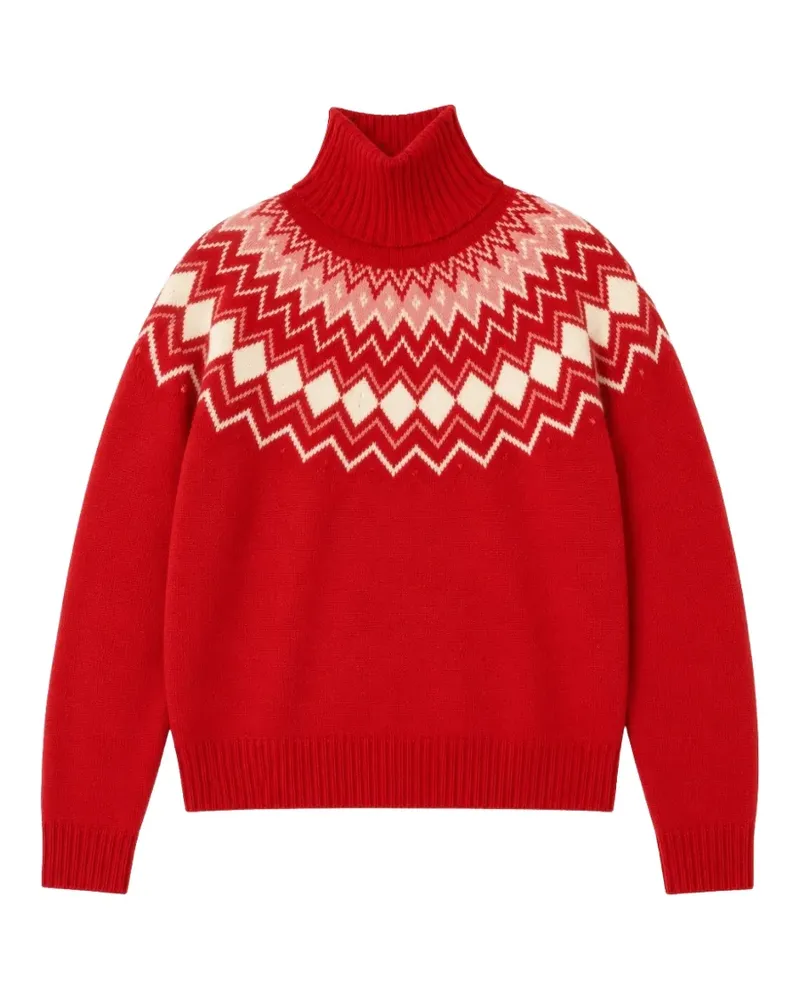 Chinti & Parker Rollkragenpullover mit Fair-Isle-Muster - Rot Rot