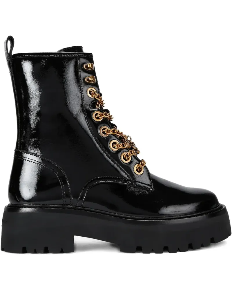 Kurt Geiger Matilda Charm Stiefel aus Lackleder - Schwarz Schwarz