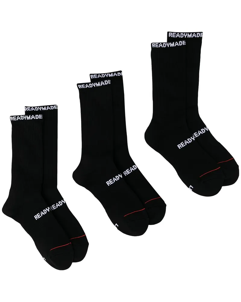 READYMADE 3er-Pack Socken mit Logo - Schwarz Schwarz