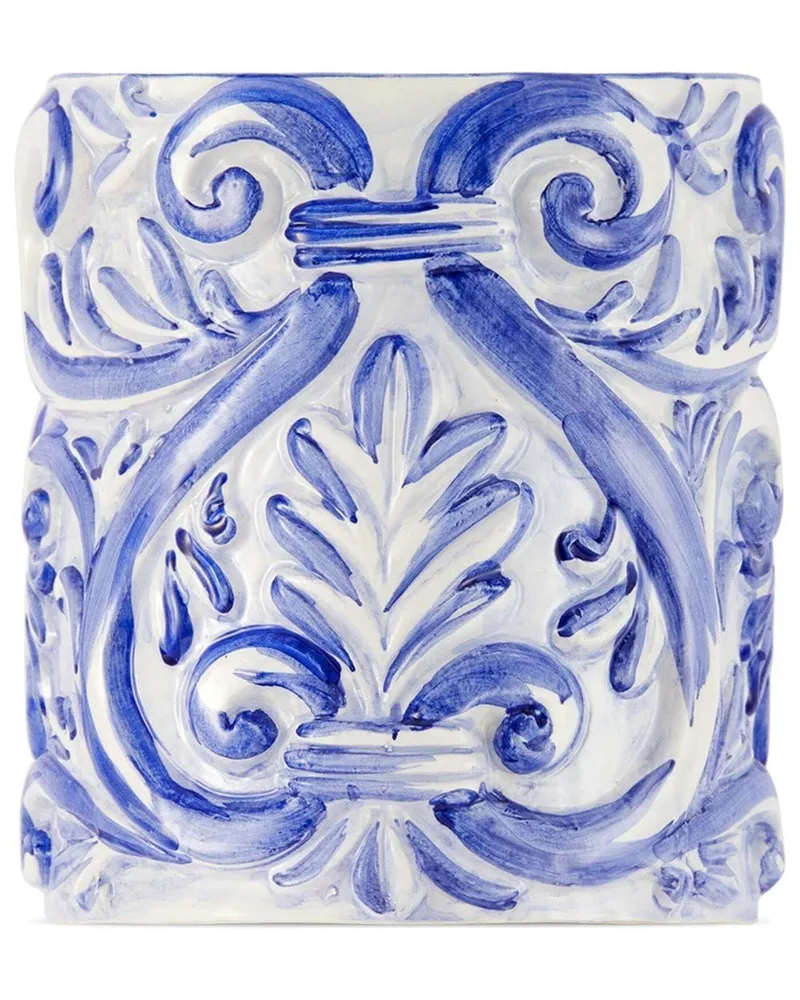 Dolce & Gabbana Vase mit Mediterraneo-Print - Blau Blau