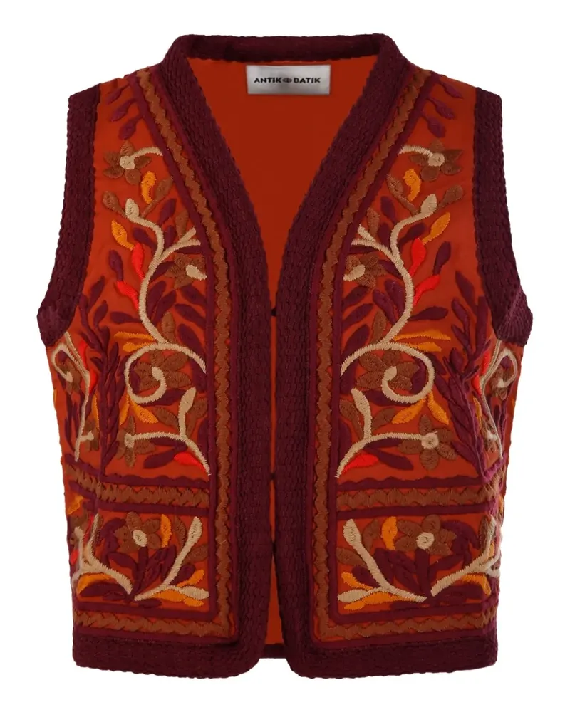 Antik Batik embroidered sleeveless vest - Orange Orange