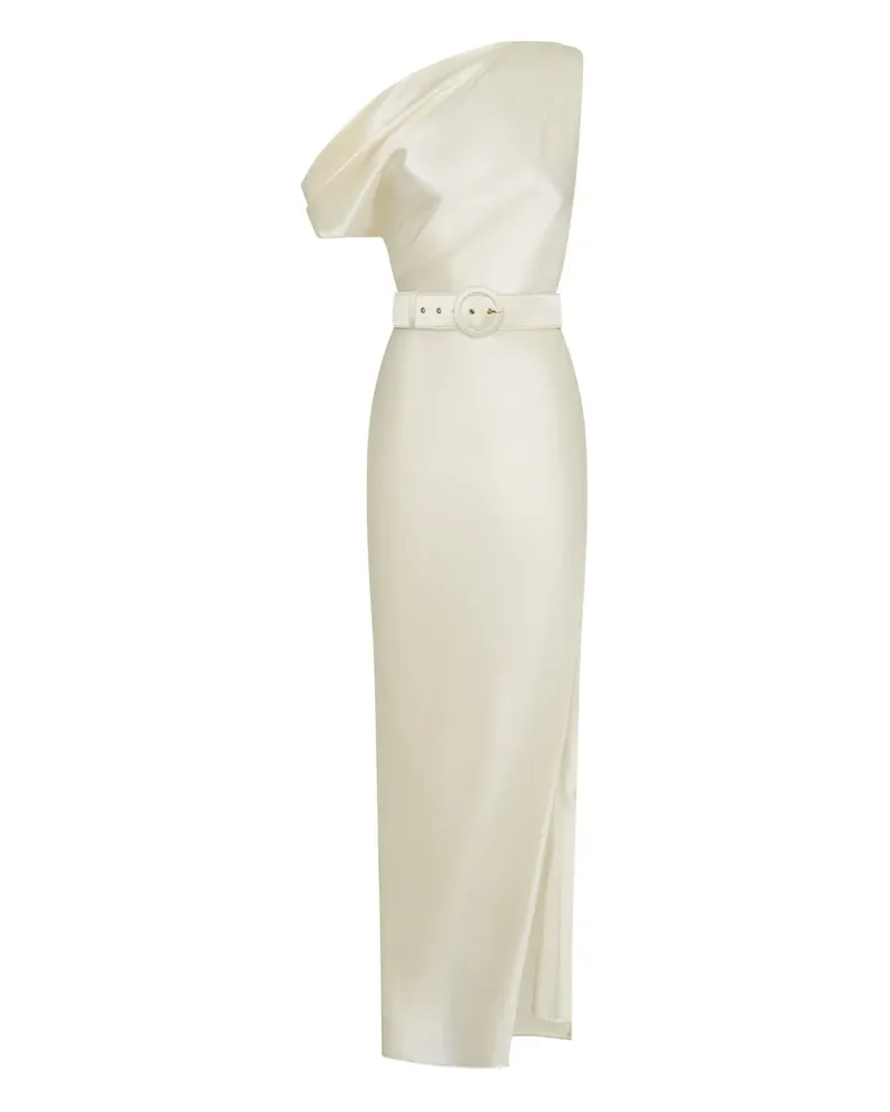 NICHOLAS Eartha One-Shoulder-Midikleid mit Gürtel - Nude Nude