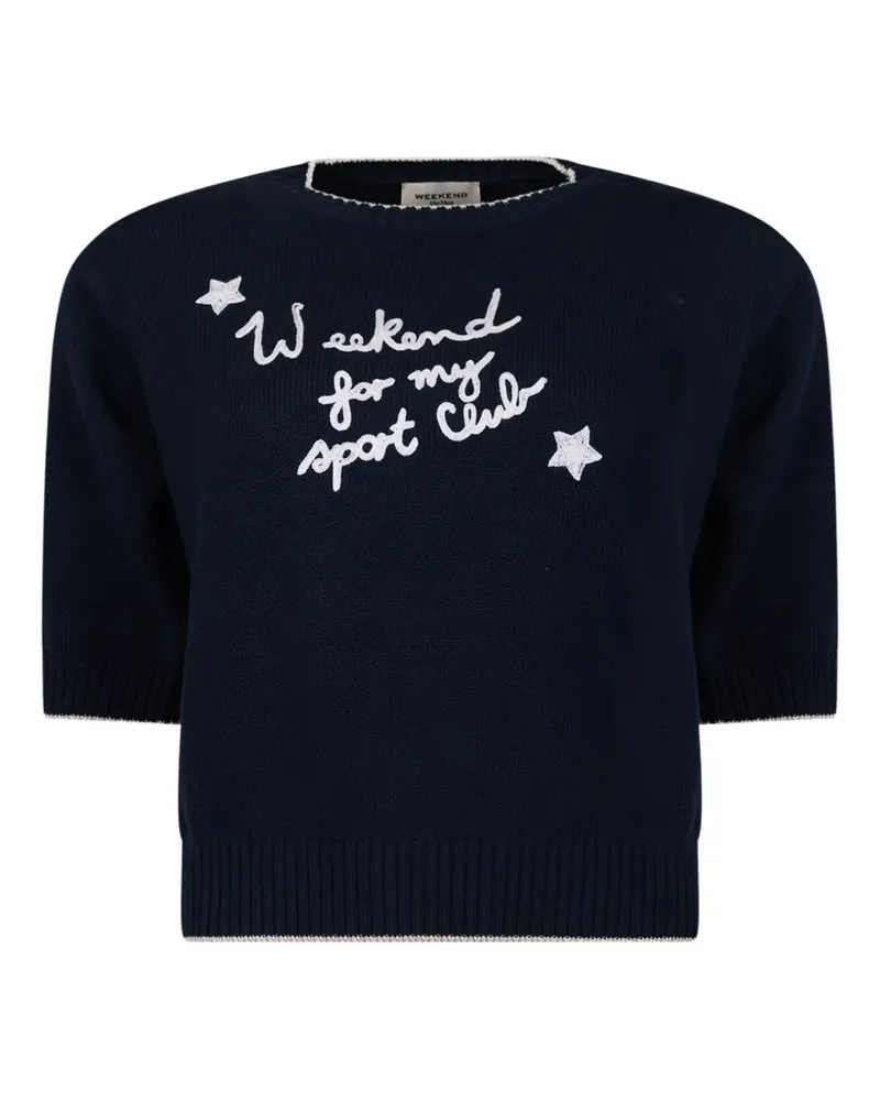 Max Mara embroidered short-sleeve sweater - Blau Blau