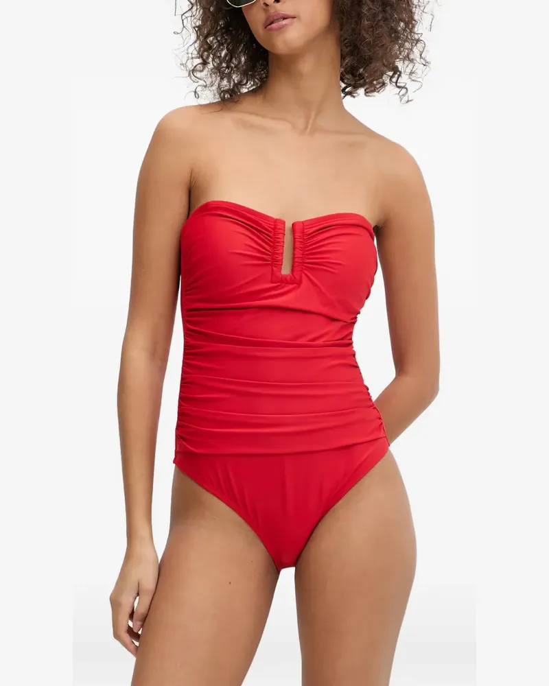 DKNY Geraffter Badeanzug - Rot Rot