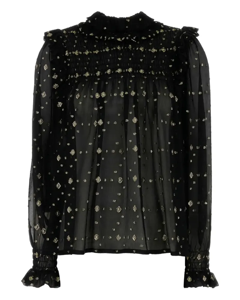 Saint Laurent Bestickte Bluse - Schwarz Schwarz