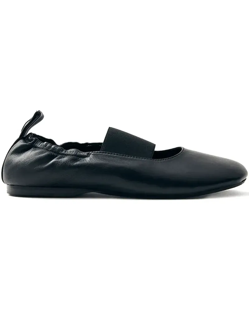 Alohas Geraffte Sutton Ballerinas mit Stretchband - Schwarz Schwarz