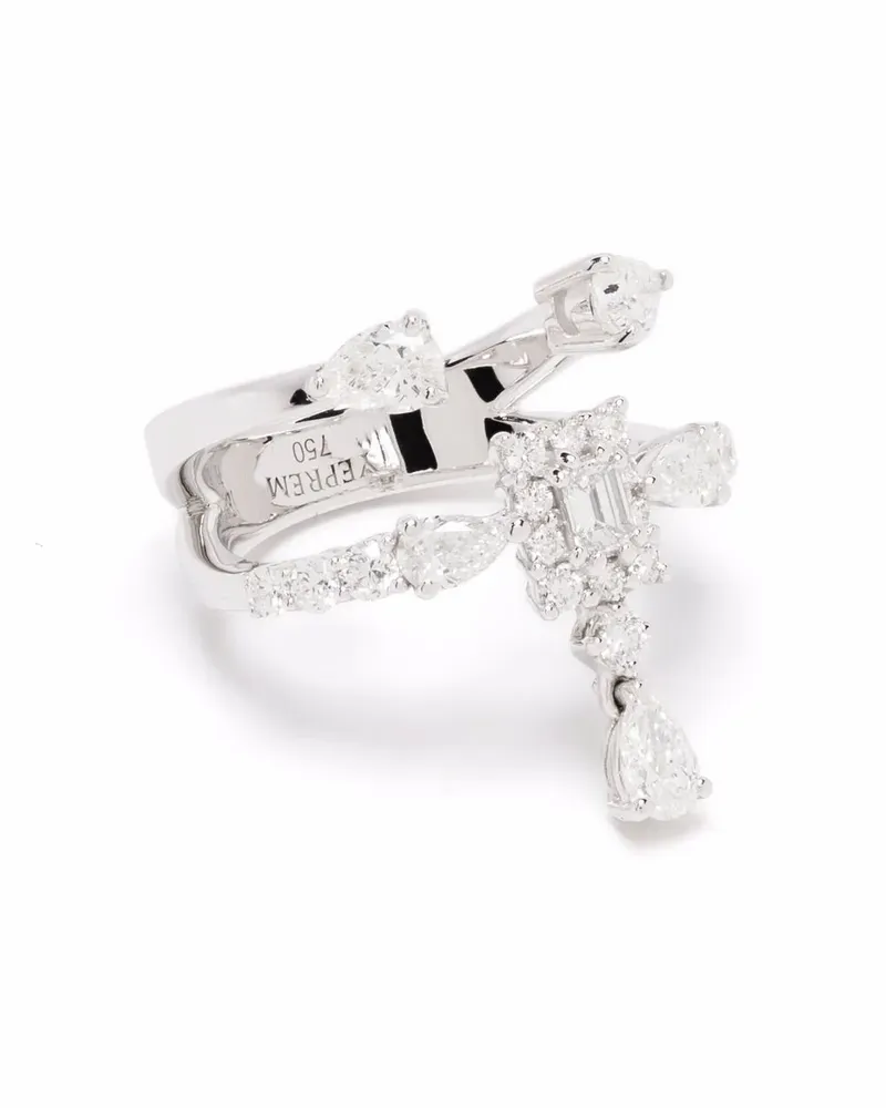 YEPREM 18kt Weißgoldring mit Diamanten - Silber Silber