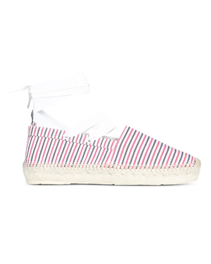 Thom Browne Seersucker striped ribbon cotton espadrilles - Weiß Weiß