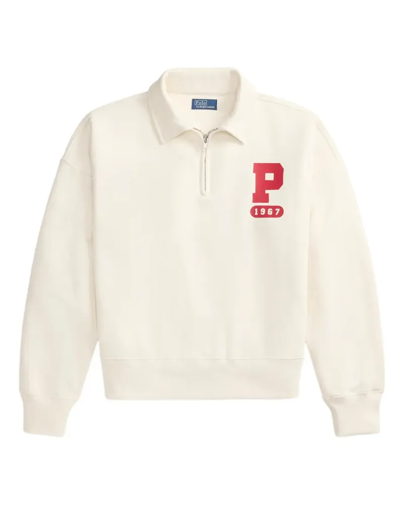Ralph Lauren Sweatshirt mit kurzem Reißverschluss und Logo-Print - Weiß Weiß