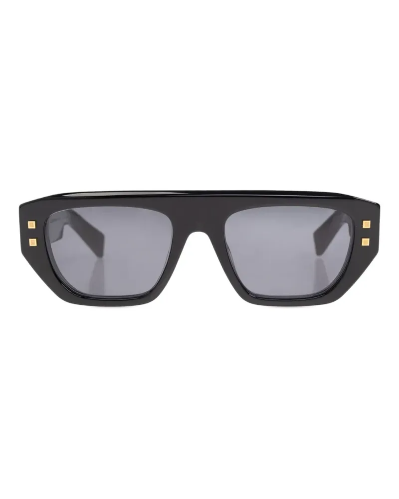 Balmain B-Army II Sonnenbrille mit geometrischem Gestell - Schwarz Schwarz