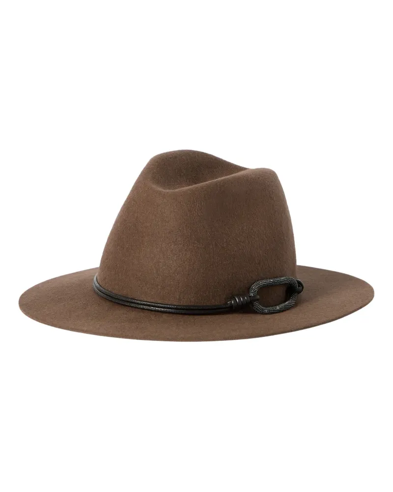 Brunello Cucinelli Filz-Fedora mit Lederband und Monili - Braun Braun