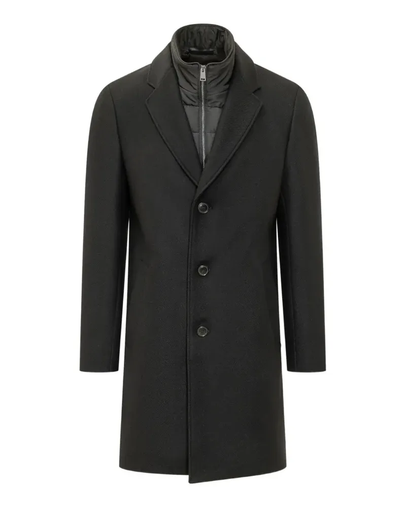 HUGO BOSS Mantel aus Wollgemisch mit Reißverschluss innen - Schwarz Schwarz