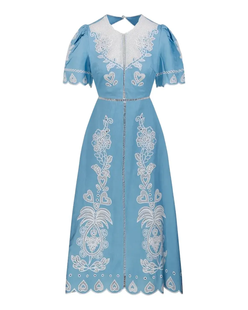 FARM Rio cut-out embroidered midi dress - Blau Blau