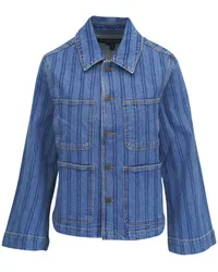 Veronica Beard Gestreifte Jeansjacke Blau