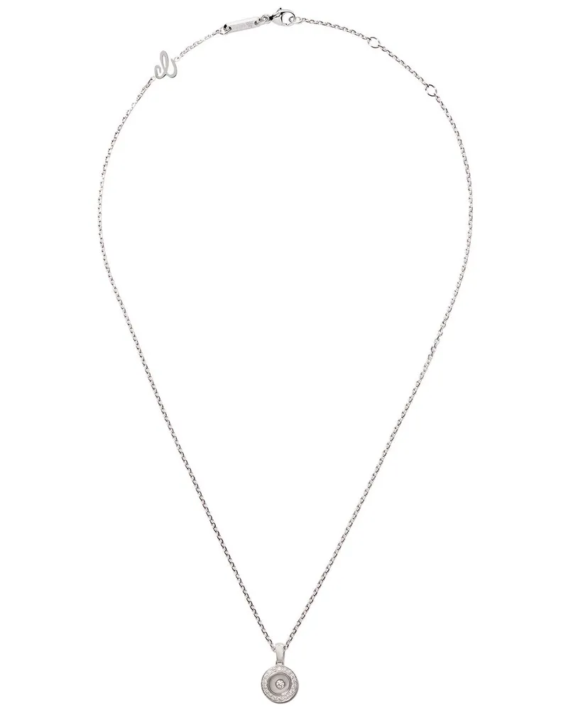 Chopard 18kt 'Happy Diamonds Icons' Weißgoldhalskette mit Diamant - Silber Silber
