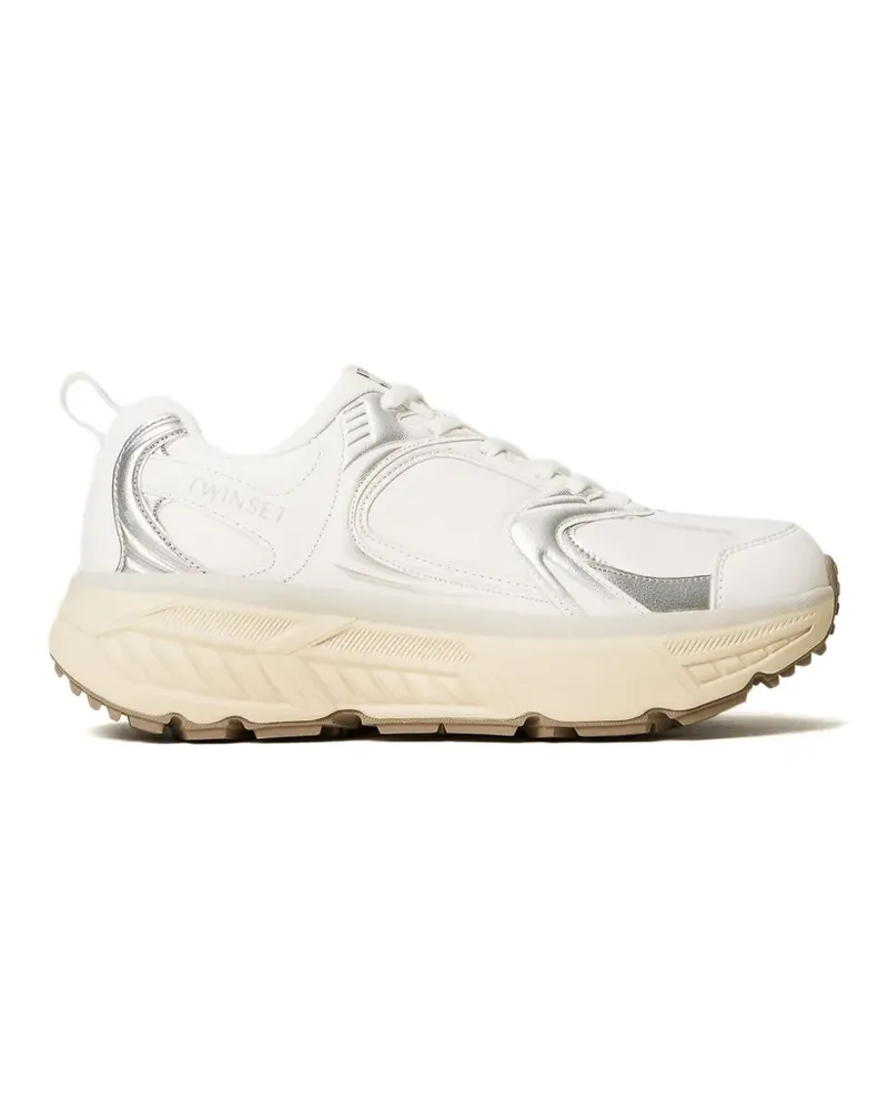 Twin-Set Fessura Sneakers mit Metallic-Einsatz - Weiß Weiß