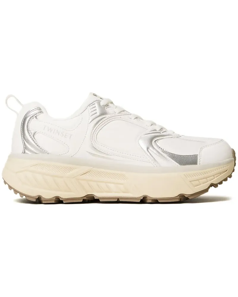 Twin-Set Fessura Sneakers mit Metallic-Einsatz - Weiß Weiß