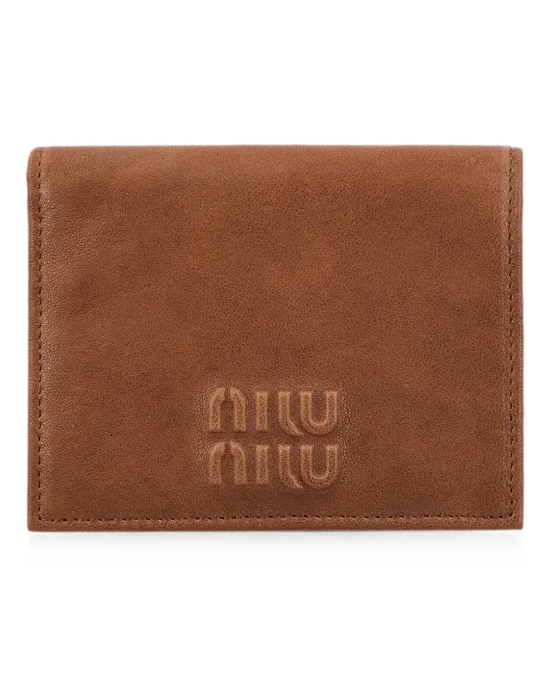 Miu Miu logo-embossed leather wallet - Braun Braun