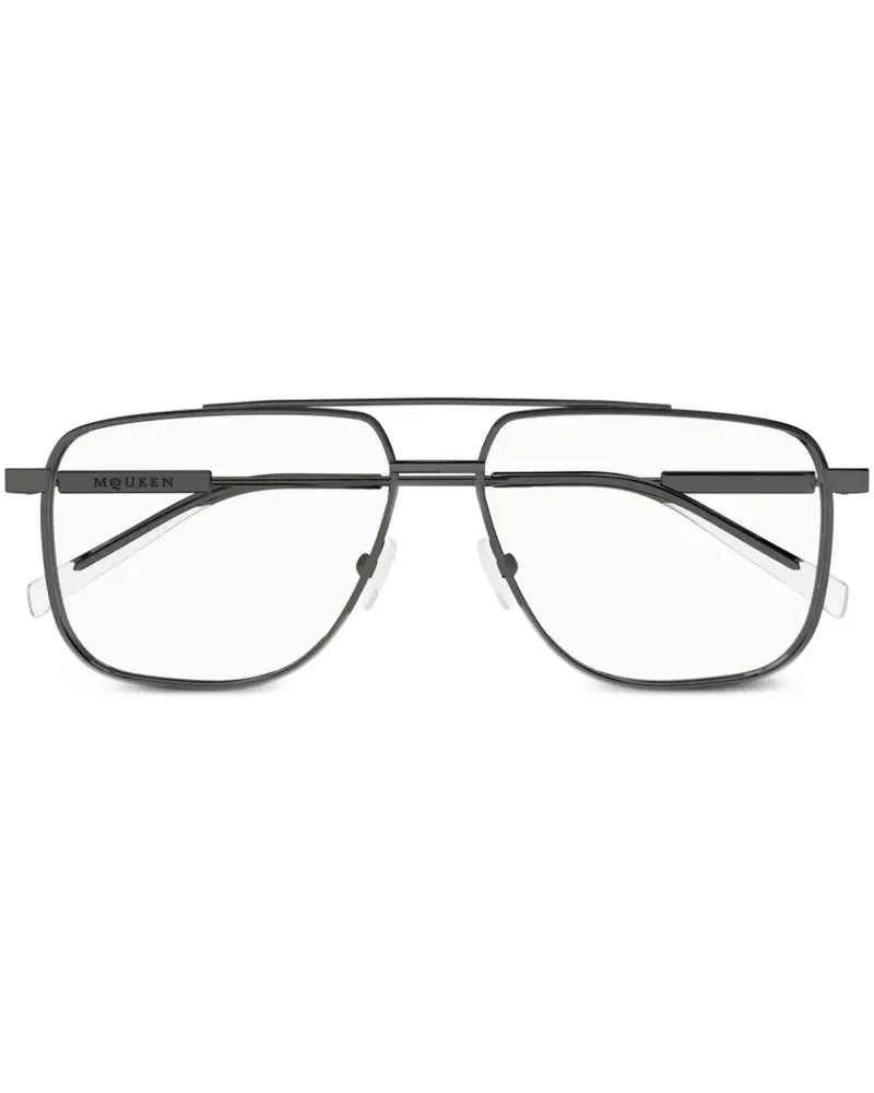 Alexander McQueen Brille mit Oversized-Gestell - Grau Grau