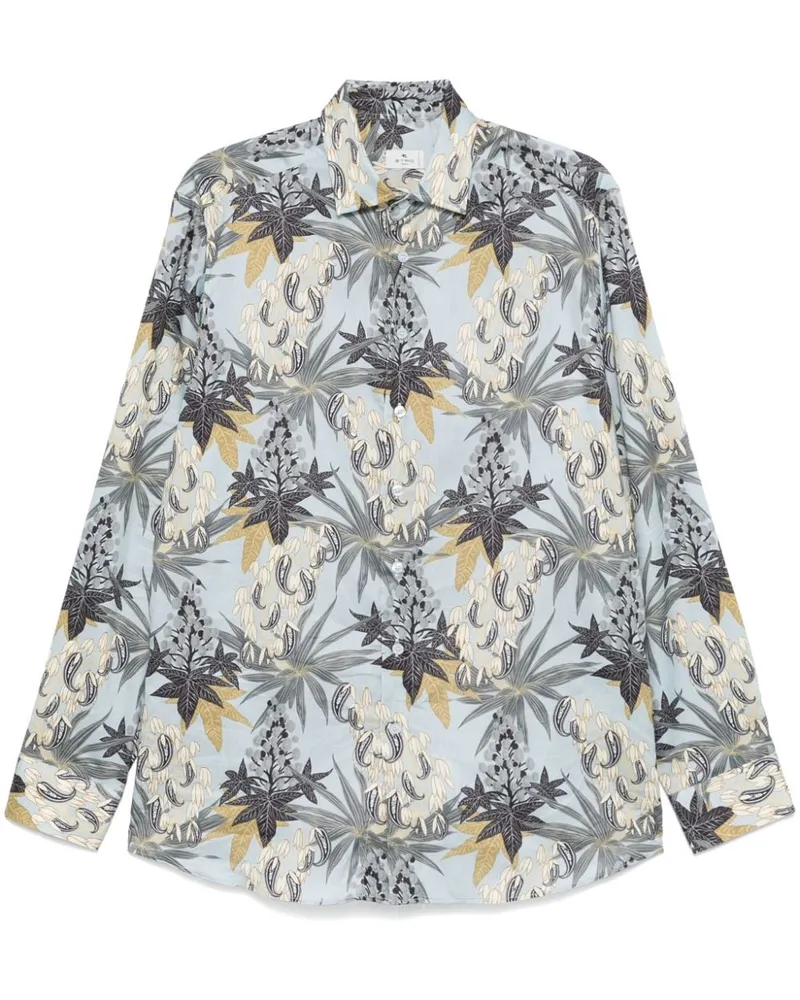 Etro Hemd mit Blatt-Print - Blau Blau