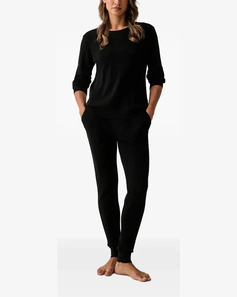 DKNY ribbed-knit pyjamas - Schwarz Schwarz