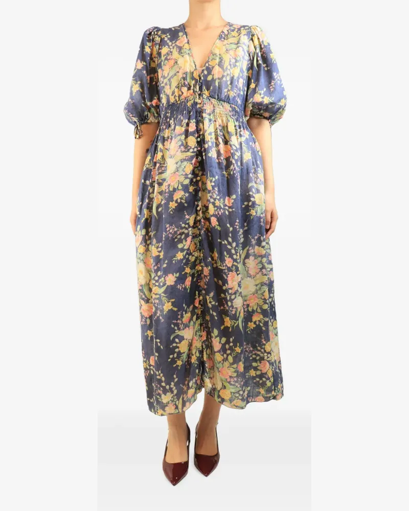 Zimmermann floral-print elasticated-waist midi dress - Blau Blau