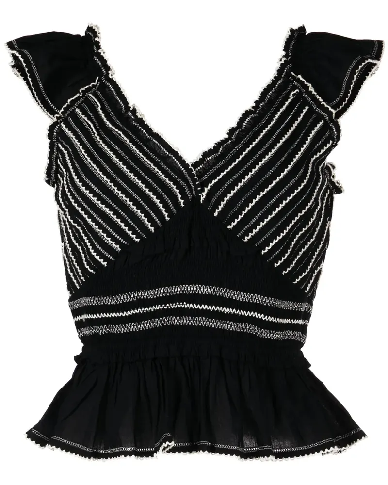 Sea Mable Oberteil mit aufgesticktem Logo - Schwarz Schwarz