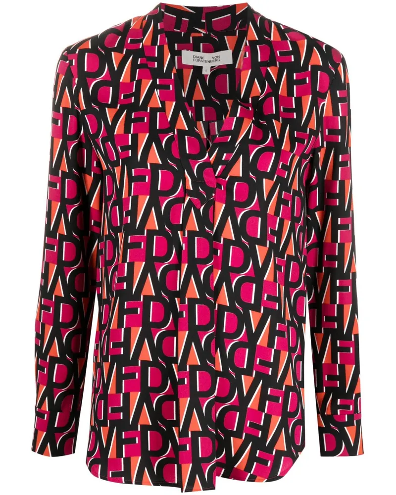 Diane von Furstenberg Langarmshirt mit Monogramm-Print Rosa