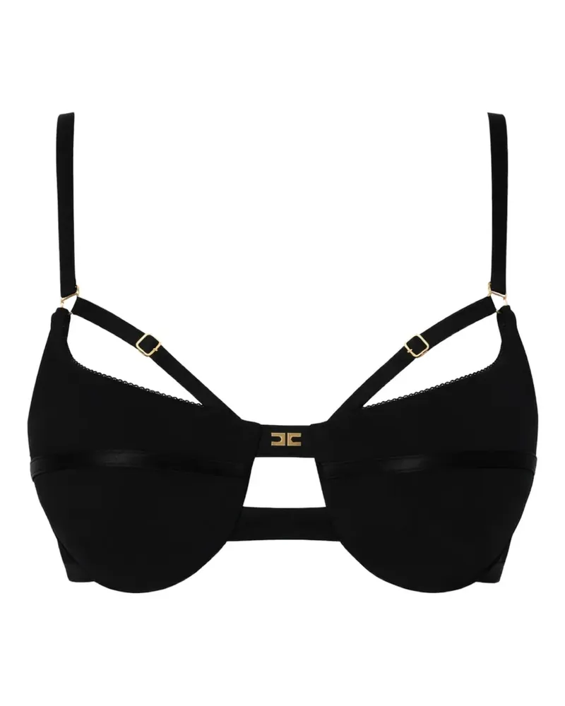 Elisabetta Franchi logo-plaque strap bra - Schwarz Schwarz