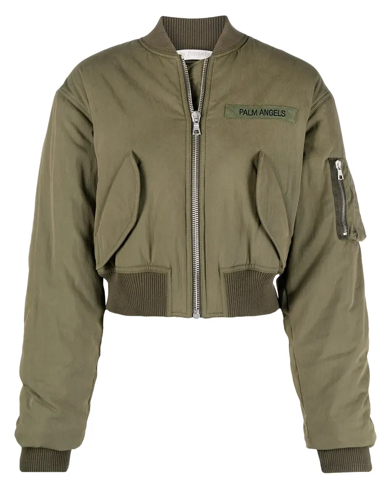 Palm Angels Bomberjacke mit Logo-Patch - Grün Grün