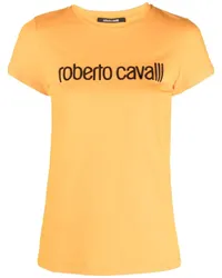 Roberto Cavalli T-Shirt mit aufgesticktem Logo Orange