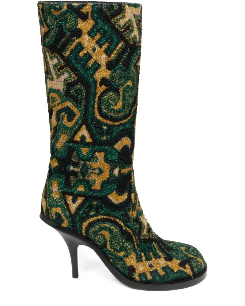 Dries van Noten Jacquard-Stiefel mit runder Kappe 90mm - Grün Grün